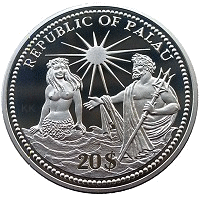 Palau Marine Life Protection 20$ – Silver Color Coin Nautilius Neptune Mermaid